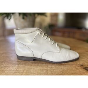 Vintage NY Transit Women’s Ivory Genuine Leather Made In Brazil Lace Up High Top